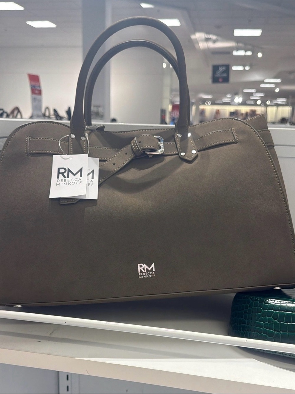 Rebecca Minkoff Olive-Taupe Leather Top-Handle Satchel